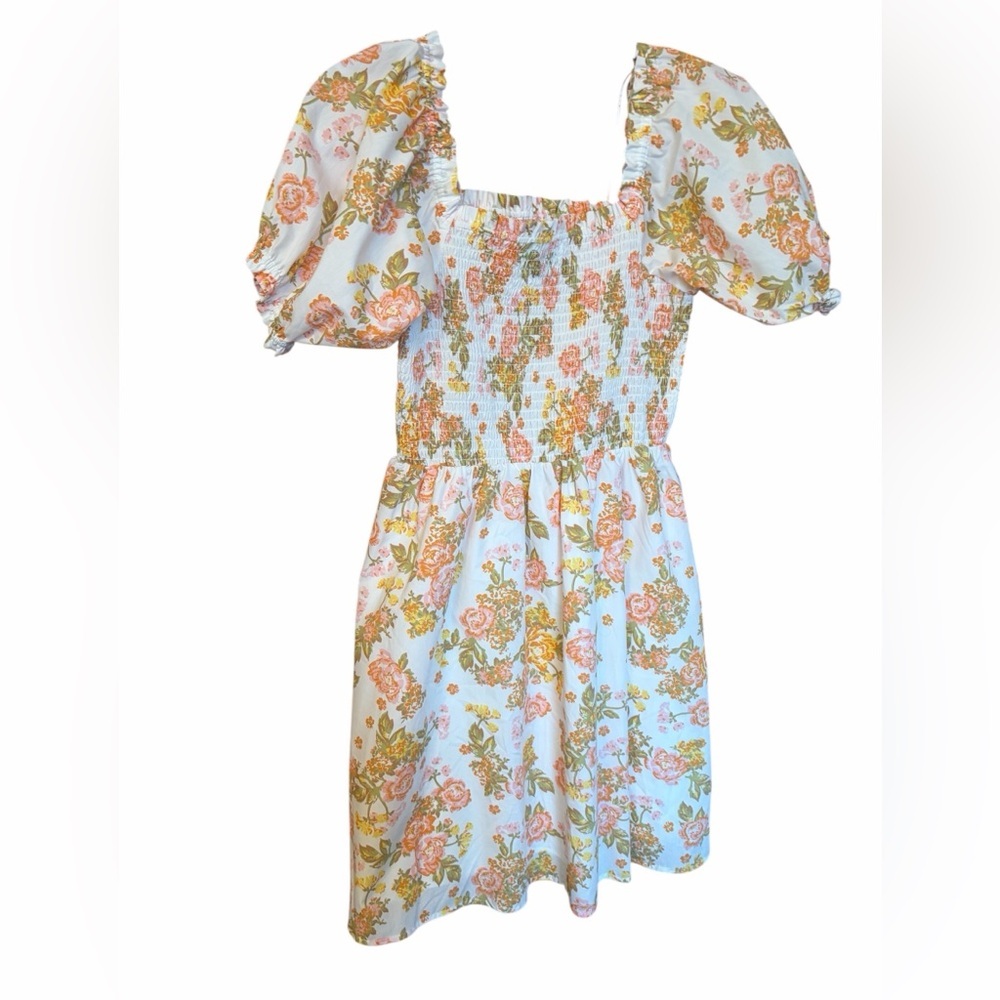 Floral Smocked Dress with Puff Sleeves by TWIK-Size Medium - Picture 2 of 12